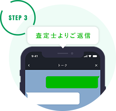お写真や内容を拝見し、査定日時などをお伝えいたします
